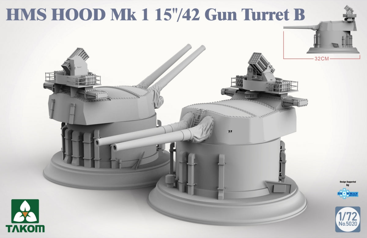 Takom 5020 HMS Hood 15&amp;quot;/42 Mk1 Tourelle de canon B 1 1/72 – image 2