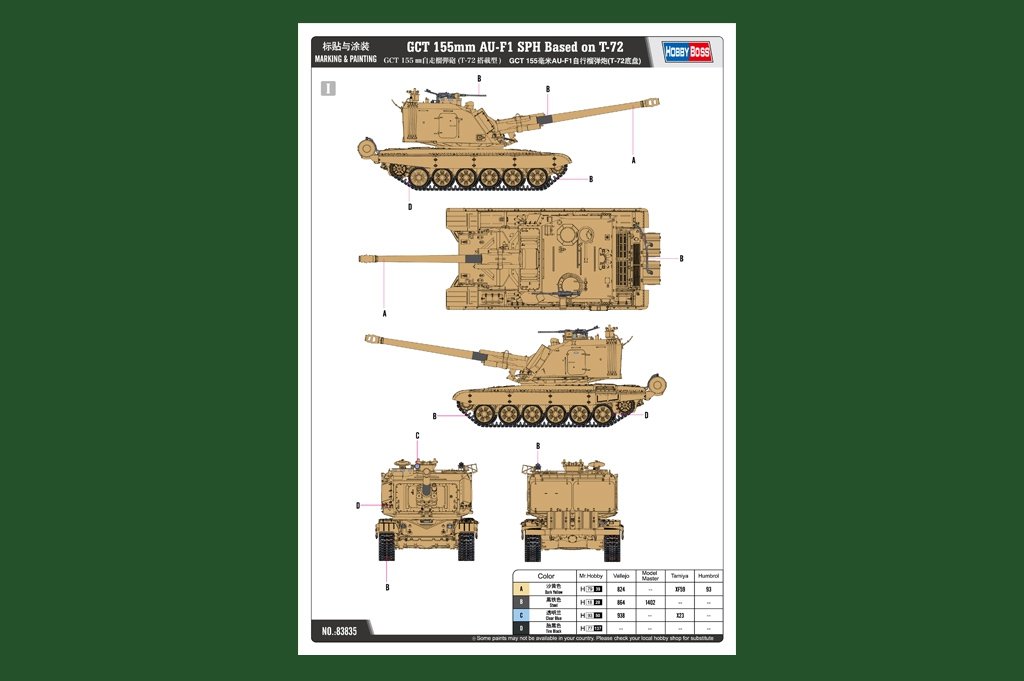 Hobby Boss 83835 GCT 155mm AU-F1 SPH Based on T-72 1/35 – zdjęcie 2