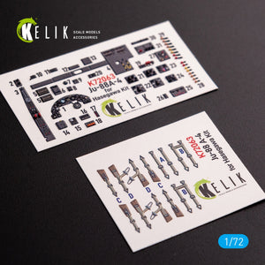 KELIK K72063 Junkers JU 88 A-4 interior 3D decals for Hasegawa kit 1/72