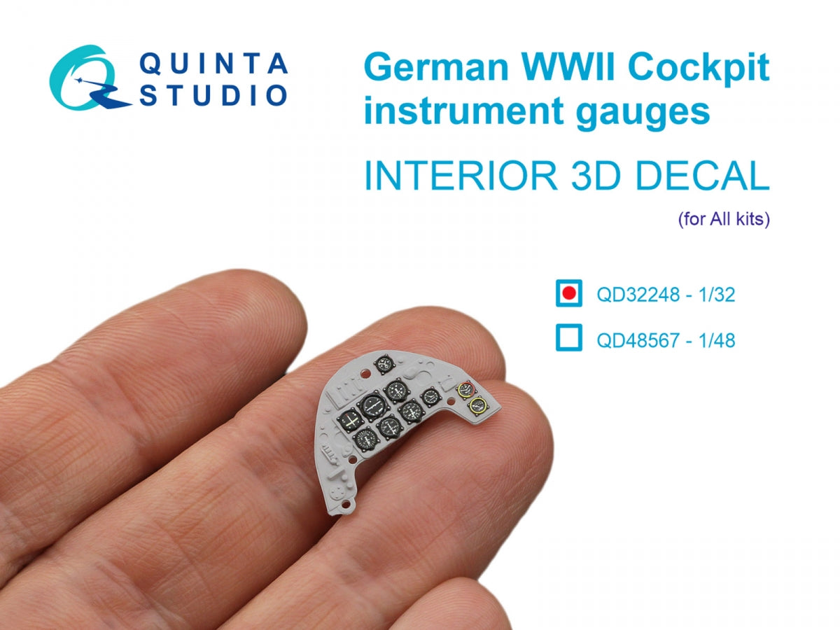 Quinta Studio QD32248 German WWII Cockpit instrument gauges 3D-Printed & coloured Interior on decal paper (All Kits) 1/32