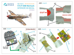 Quinta Studio QD+72212 P-40M Warhawk 3D-Printed &amp;amp; coloured Interior on decal paper (Academy) (with 3D-printed resin parts) 1/72 – Bild 11
