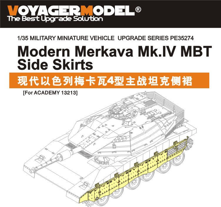 Jupes latérales pour char de combat principal Merkava Mk.IV moderne (Voyager Model PE35274, pour ACADEMY 13213) à l&amp;#39;échelle 1/35