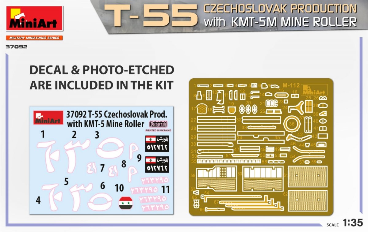 MiniArt 37092 T-55 CZECHOSLOVAK PRODUCTION with KMT-5M MINE ROLLER 1/35 – immagine 2