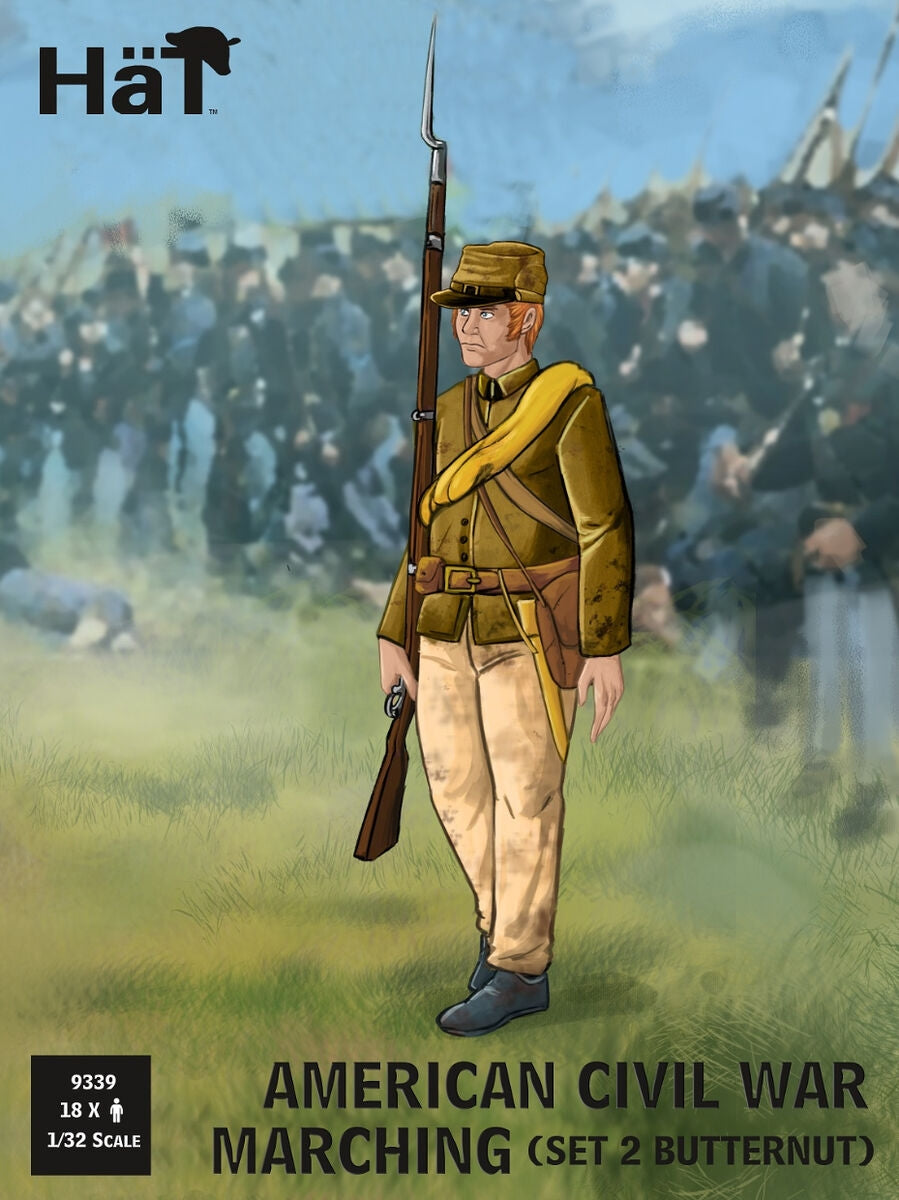 Hat 9339 Confederate Infantry in "Butternut Uniforms" Marching Set 2 - 18 figures (American Civil War 1861-1865) 1/32