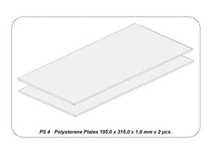 Aber PS-4 Płyty z białego polistyrenu 195 x 315 x 1,00 po 2 szt. / Polystyrene plates 195 x 315 x 1,00 mm x 2 pcs. – Bild 2