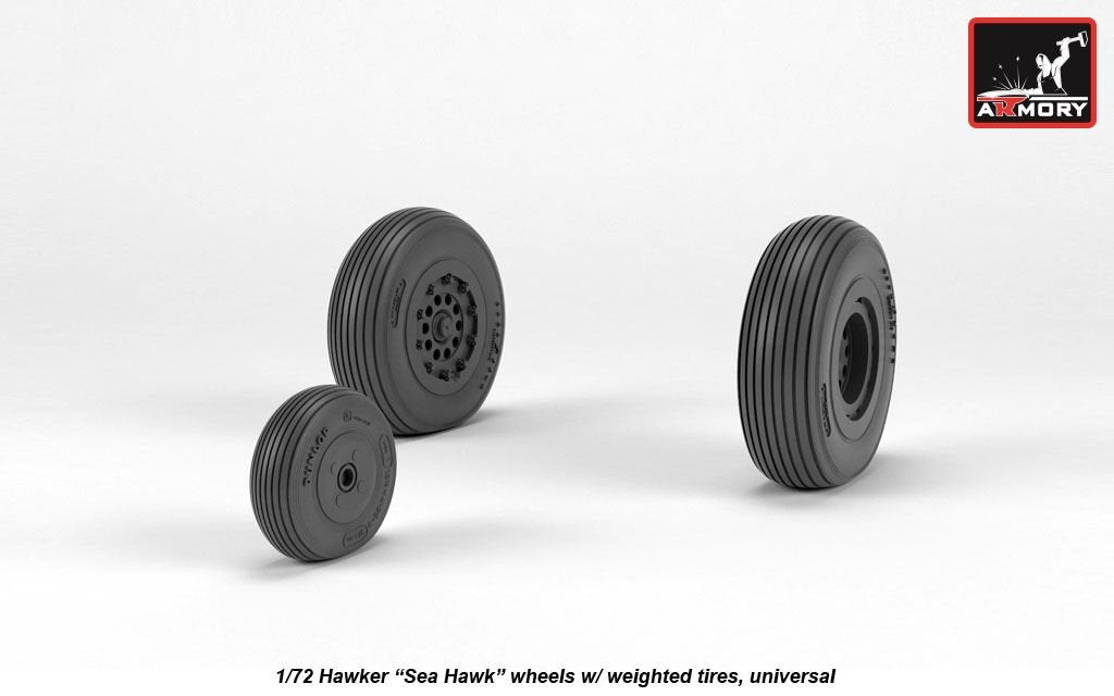 Armory Models AW72417 Hawker Sea Hawk wheels with weighted tires 1/72 – immagine 4