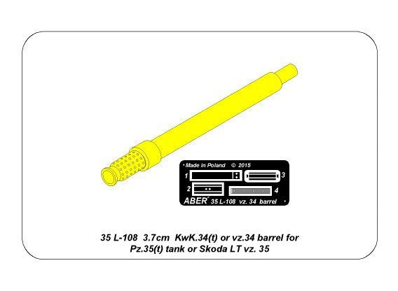 Aber 35L-108 3,7cm KwK.34(t) or vz. 34 barrel for Pz.35(t) tank 1/35 – Bild 13