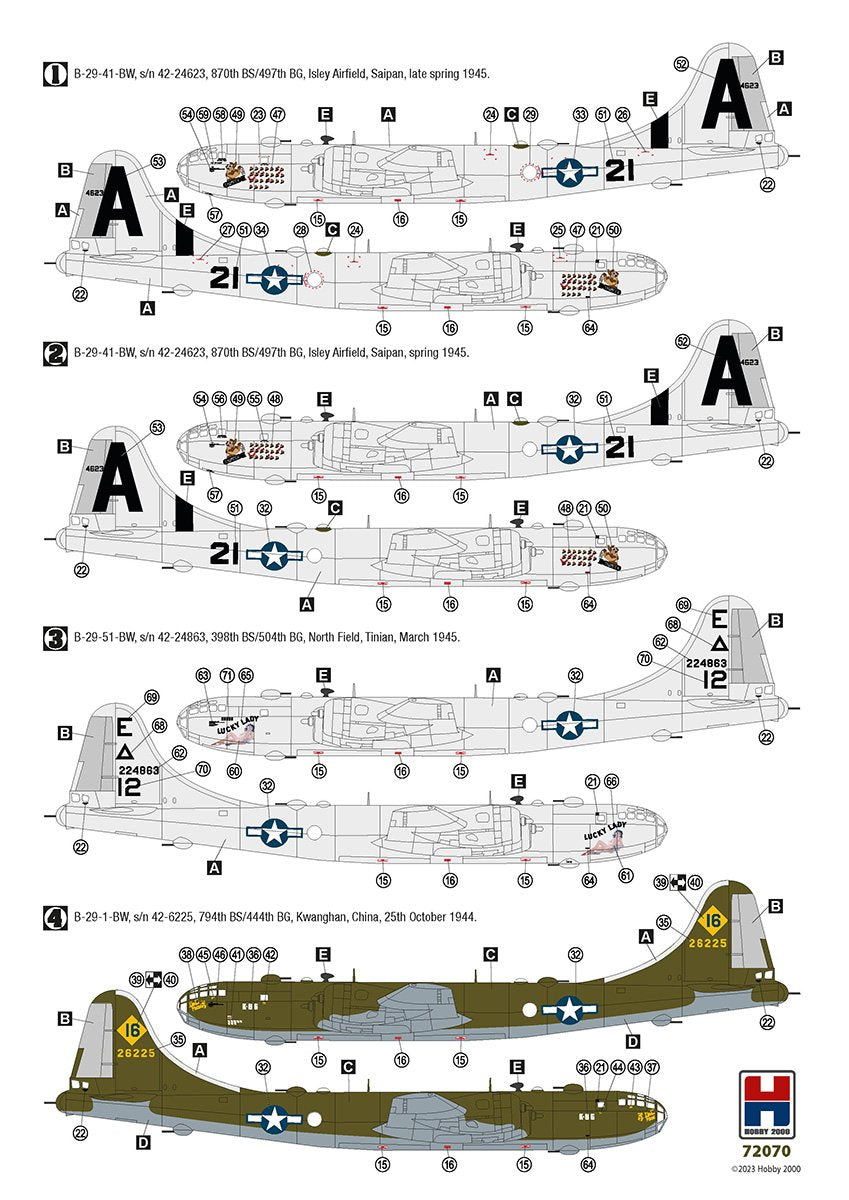 Hobby 2000 72070 B-29 Superfortress (ACADÉMIE + CARTOGRAPHIE + MASQUES) 1/72 – image 5