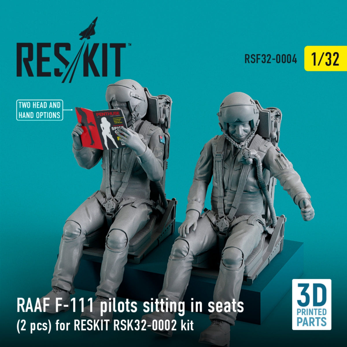 RESKIT RSF32-0004 RAAF F-111 PILOTS SITTING IN SEATS (2 PCS) FOR RESKIT RSK32-0002 KIT (3D PRINTED) 1/32 – immagine 2