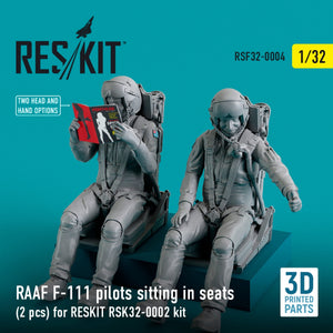 RESKIT RSF32-0004 RAAF F-111 PILOTS SITTING IN SEATS (2 PCS) FOR RESKIT RSK32-0002 KIT (3D PRINTED) 1/32 – immagine 2