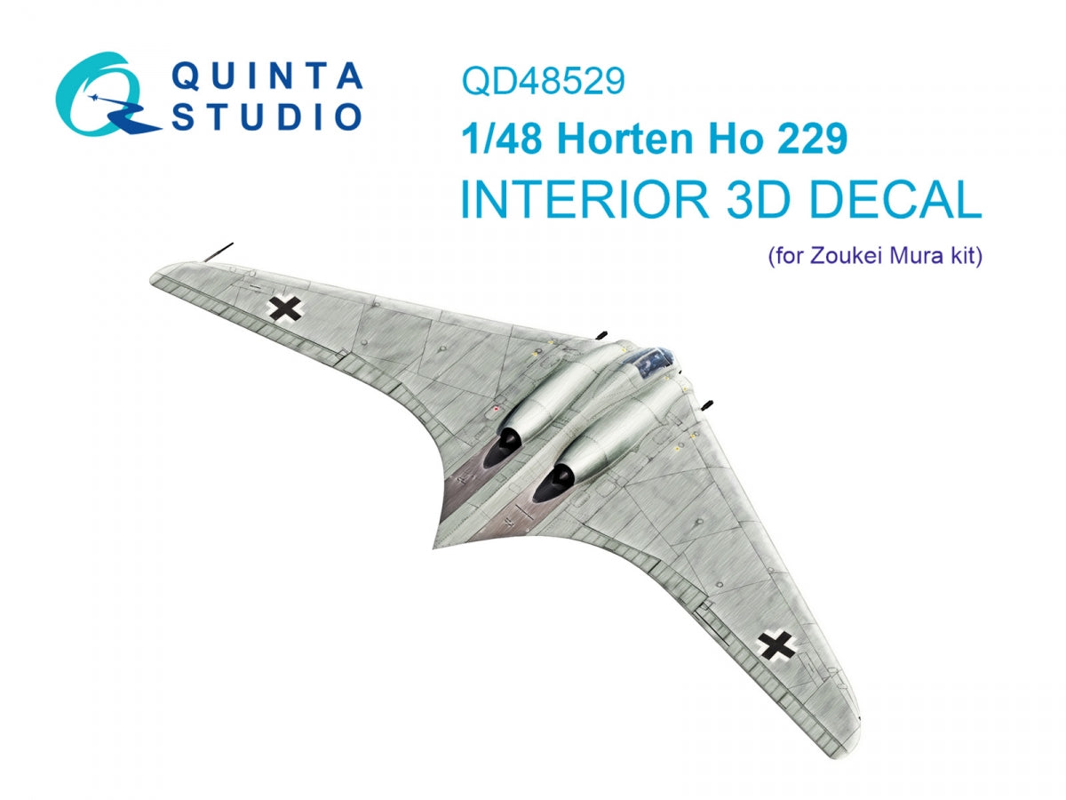 Quinta Studio QD48529 Horten Ho 229 3D-Printed &amp;amp; coloured Interior on decal paper (Zoukei Mura SWS) 1/48
