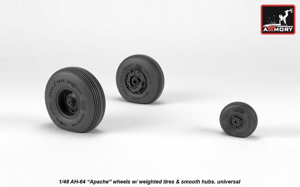 Armory Models AW48330 AH-64 Apache wheels w/ weighted tires, smooth hubs 1/48 – Bild 3