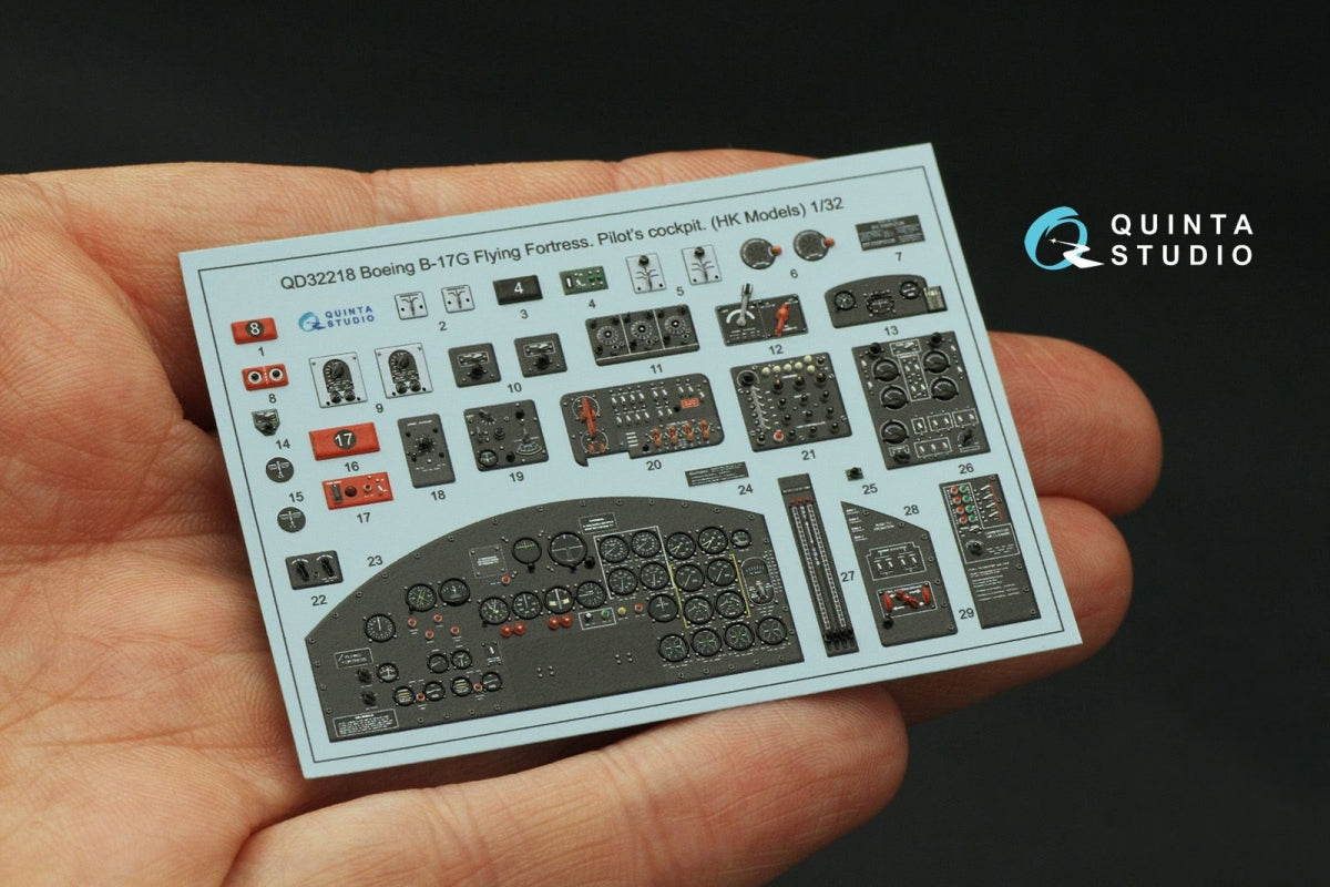 Quinta Studio QD32218 Boeing B-17G Navigator, bombardier, waist and tail gunners compartments. 3D-Printed coloured Interior (HK models) 1/32 – immagine 5