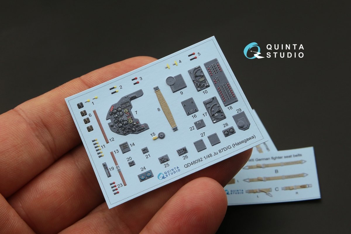 Quinta Studio QD48092 Ju 87D/G 3D-Printed &amp;amp; coloured Interior on decal paper (for Hasegawa kit) 1/48 – immagine 3