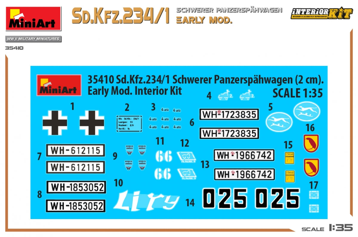 MiniArt 35410 Sd.Kfz.234/1 Schwerer Panzerspahwagen. EARLY MOD. INTERIOR KIT 1/35 – zdjęcie 3