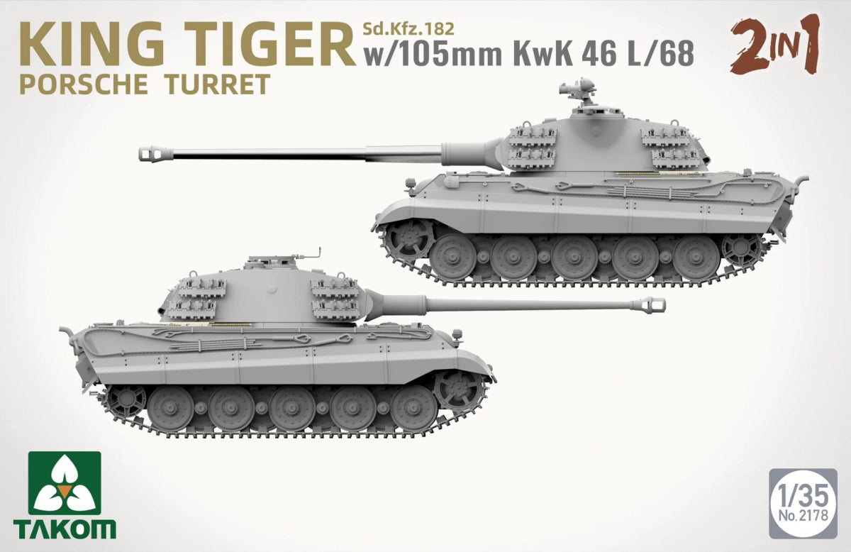 Takom 2178 Sd.Kfz.182 King Tiger Porsche Turret With 105mm KwK 46L/68 - 2 In 1 1/35 – immagine 3