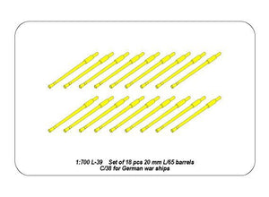 Aber 1/700L-39 Set of 18 pcs 20 mm L/65 C/38 gun barrels for German war ships 1/700 – immagine 4