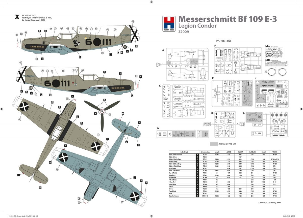 Hobby 2000 32009 Messerschmitt Bf-109 E-3 Legion Condor (DRAGON + CARTOGRAPHIE + MASQUE) 1/32 – image 5