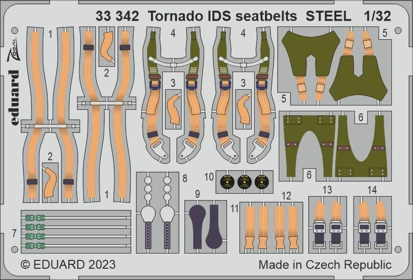 Eduard 33342 Tornado IDS seatbelts STEEL ITALERI 1/32