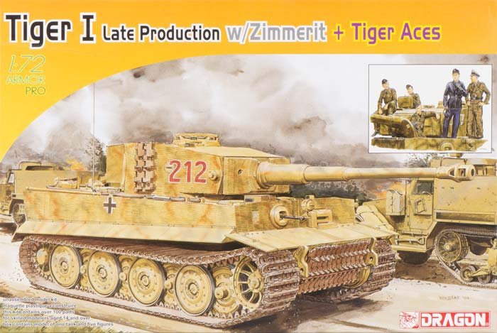 Dragon 7440 Pz.Kpfw.VI Ausf.E Tiger I Late Prod. w/Zimm.+Tiger Aces 1/72