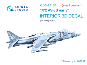 Intérieur coloré imprimé en 3D sur papier décalcomanie (Hasegawa) (petite version) Quinta Studio QDS-72130 AV-8B (première version) 1/72