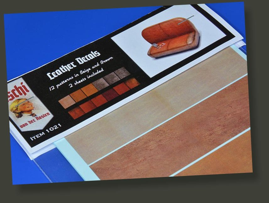 Uschi 1021 Leather Decals For 1/48, 1/32, 1/24 Kits. 2 Sheets with textures in Red/Brown, Beige/Grey – immagine 2