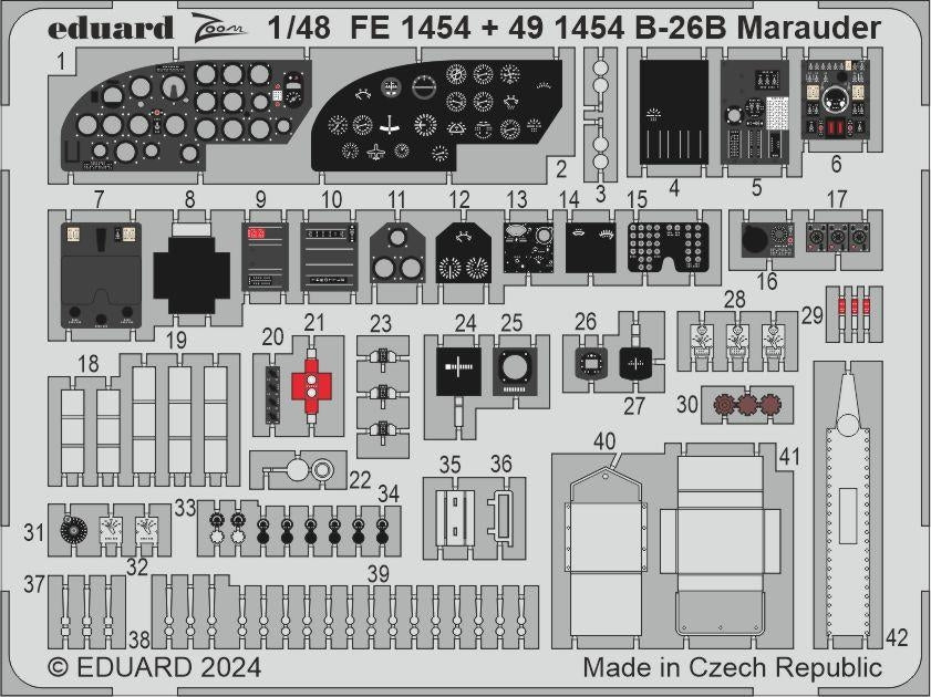 Eduard 491454 B-26B Marauder cockpit & nose interior ICM 1/48