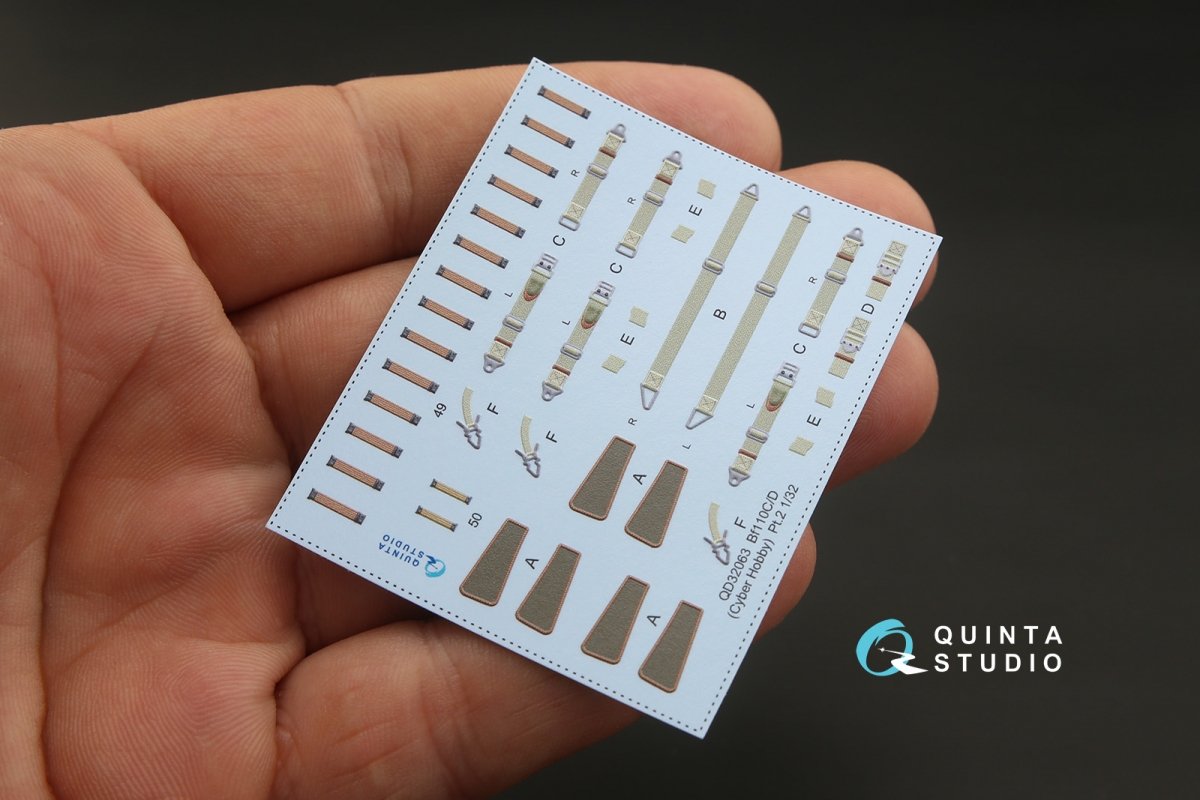 Quinta Studio QD32063 Bf 110C/D 3D-Printed &amp;amp; coloured Interior on decal paper (for Dragon kit) 1/32 – immagine 5