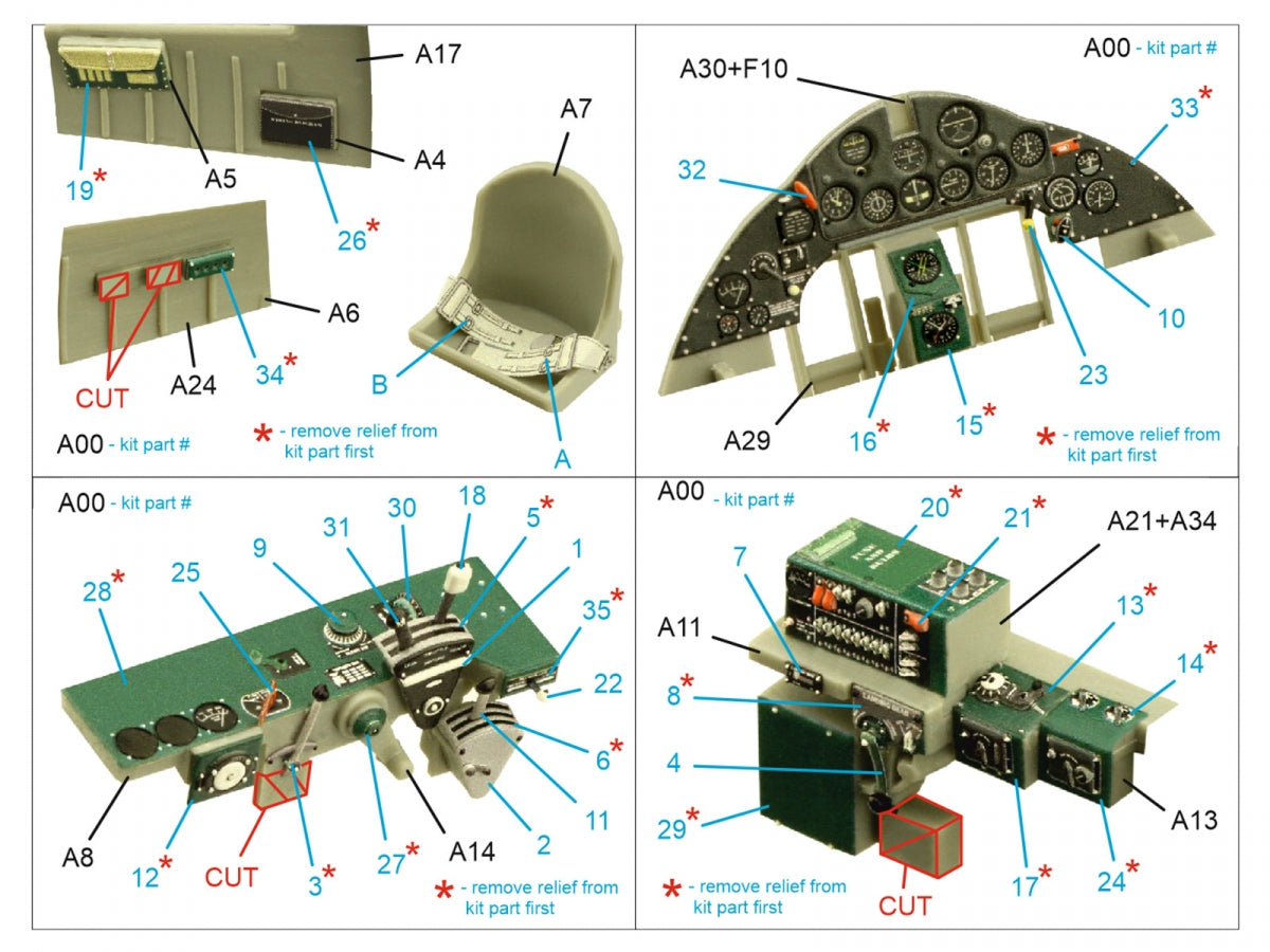 Quinta Studio QD32186 F4F-3 Wildcat 3D-Printed coloured Interior on decal paper (Trumpeter) 1/32 – immagine 2