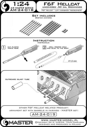 Master AM-24-018 F6F Hellcat - armement initial (mitrailleuses Browning de calibre .50 avec radiateur perforé) 1/24 – image 5