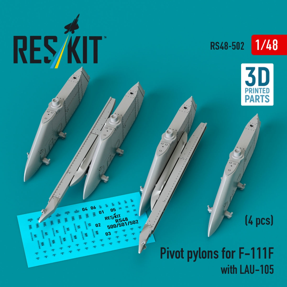 RESKIT RS48-0502 Pivot pylons for F-111F with LAU-105 (4 pcs) (3D Printed) 1/48 – zdjęcie 3