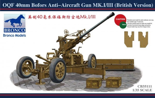 Bronco CB35111 40mm Bofors Anti-aircraft Gun Mk.I/III (british version) 1/35