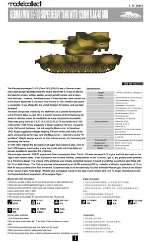 Modelcollect UA72133 German WWII E-100 super heavy tank with 128mm flak 40 gun 1/72 – immagine 3