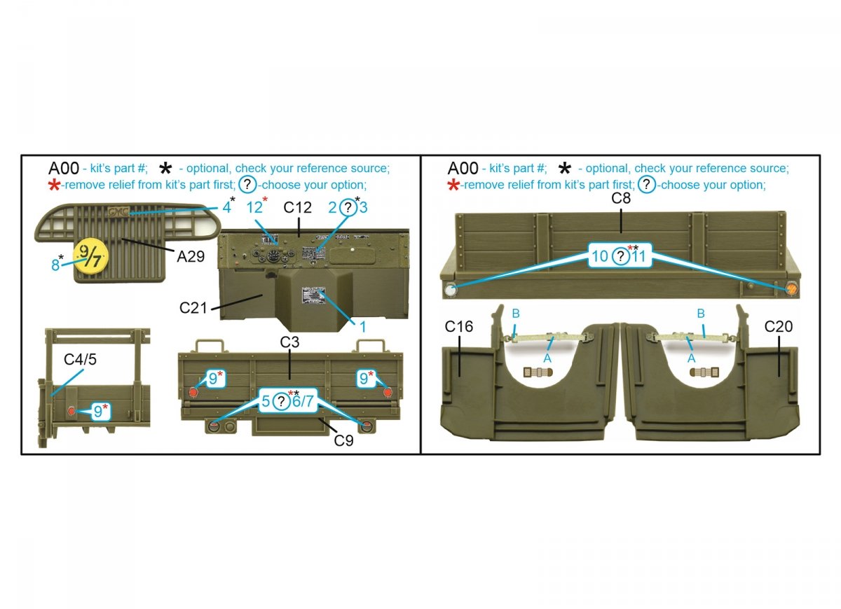 Quinta Studio QD48029 GMC CCKW 353 (open cab) 3D-Printed &amp;amp; coloured Interior on decal paper (Tamiya) 1/48 – zdjęcie 10