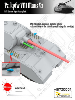 Vespid Models VS720001 Pz.Kpfw. VIII Maus V2 German Super Heavy Tank 1/72 – imagen 4
