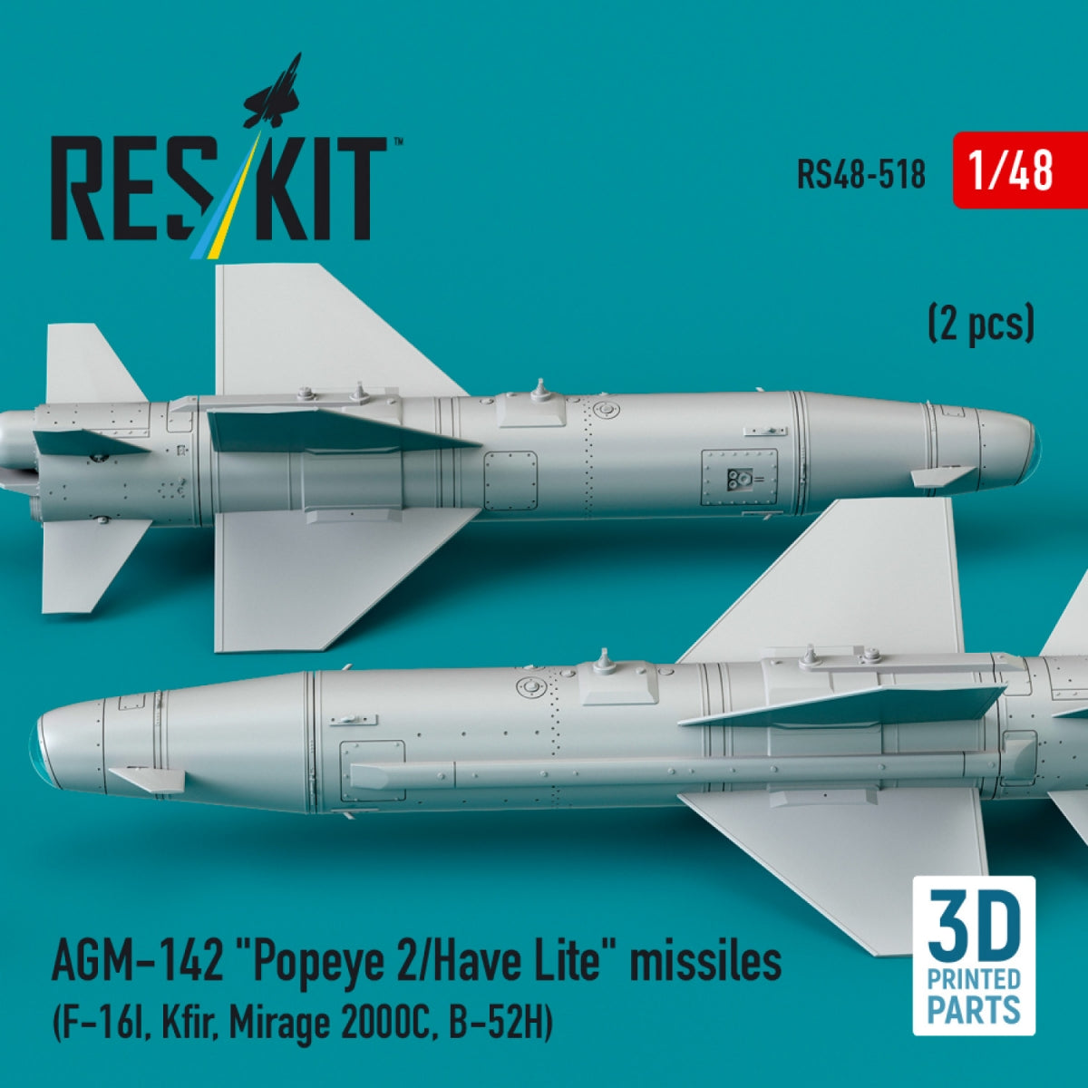 RESKIT RS48-0518 AGM-142 &amp;quot;Popeye 2/Have Lite&amp;quot; missiles (2 pcs) (3D Printed) 1/48 – zdjęcie 3