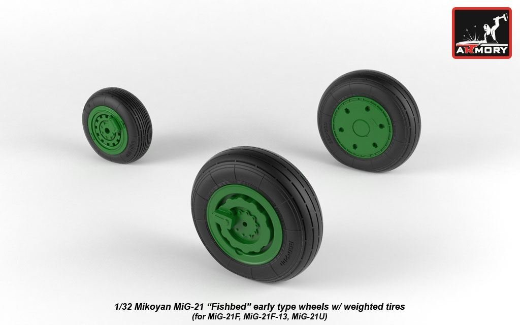 Armory Models AW32009 Mikoyan MiG-21 Fishbed wheels w/ weighted tires, early 1/32 – immagine 4