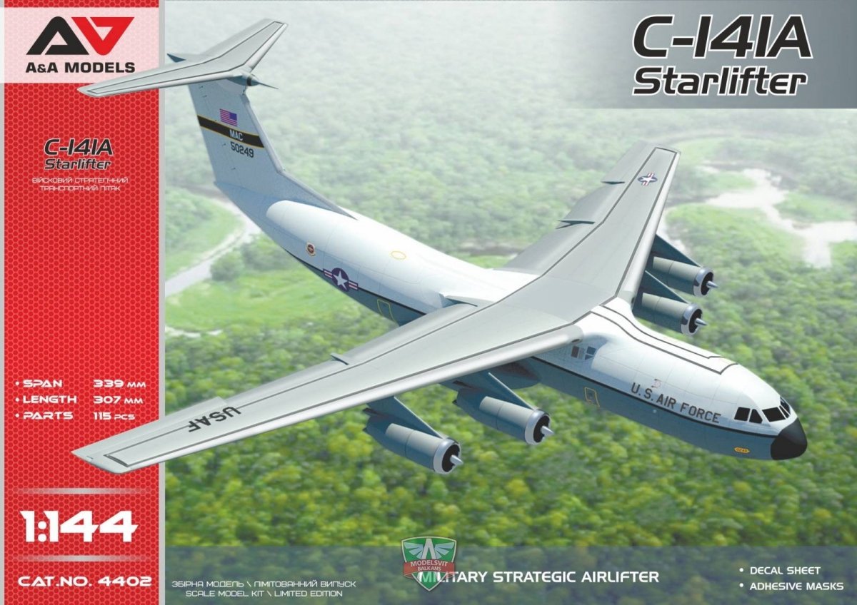 Maquette A&amp;A Models 4402 C-141A Avion de transport stratégique militaire 1/144