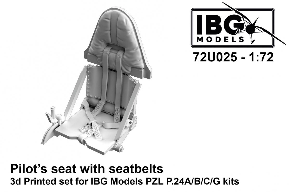 Siège pilote IBG 72U025 avec ceintures de sécurité pour PZL P.24A/B/C/G - Kit imprimé en 3D à l&amp;#39;échelle 1/72