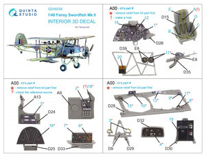 Quinta Studio QD48256 Swordfish Mk.II 3D-Printed &amp;amp; coloured Interior on decal paper ( Tamiya ) 1/48 – Bild 2