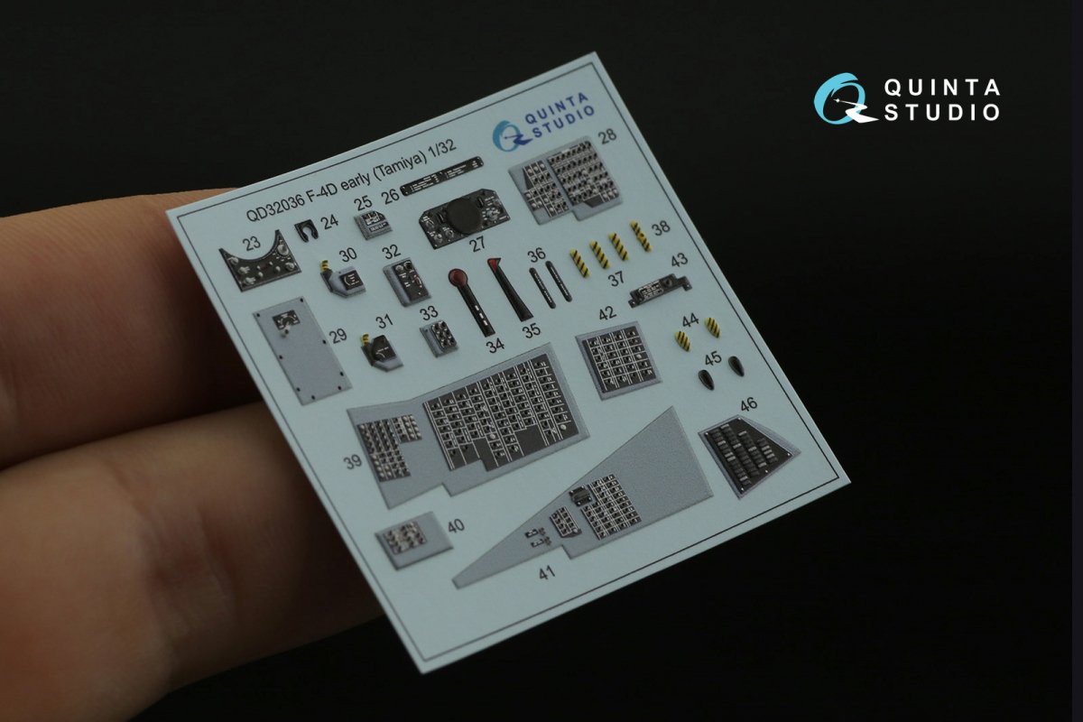 Quinta Studio QD32036 F-4D 3D-Printed &amp;amp; coloured Interior on decal paper (Tamiya) 1/32 – immagine 9