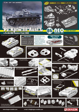 Dragon 6957 Pz.Kpfw.III Ausf.L s.Pz.Abt.502 Leningrad 1942 1/35 – immagine 3