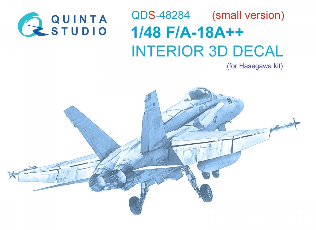 Intérieur imprimé en 3D et coloré sur papier décalcomanie Quinta Studio QDS-48284 F/A-18A++ (Hasegawa) (Petite version) 1/48