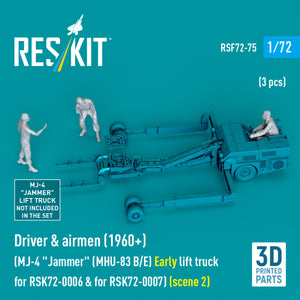 RESKIT RSF72-0075 Driver &amp;amp; airmen (1960+) (3 pcs) (MJ-4 &amp;quot;Jammer&amp;quot; (MHU-83 B/E) Early lift truck for RSK72-0006 &amp;amp; for RSK72-0007) (scene 2) (3D Printed) 1/72 – Bild 3
