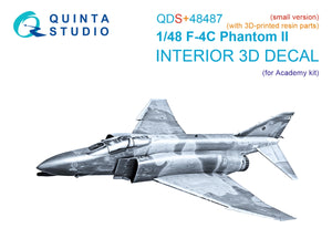 Quinta Studio QDS+48487 F-4C Phantom II Intérieur imprimé en 3D et coloré sur papier décalcomanie (Academy) (Petite version) (avec pièces en résine imprimées en 3D) 1/48