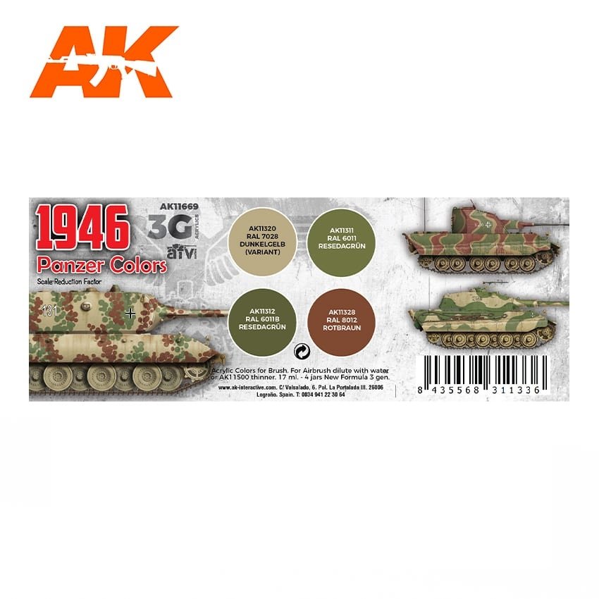 AK Interactive AK11669 3G 1946 PANZER COLORS 4x17 ml – Bild 2