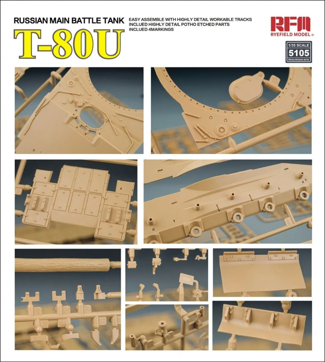 Rye Field Model 5105 Russian Main Battle Tank T-80U 1/35 – zdjęcie 10