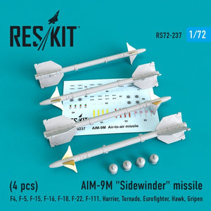 RESKIT RS72-0237 AIM-9M &amp;quot;Sidewinder&amp;quot; missile (4 PCS) 1/72