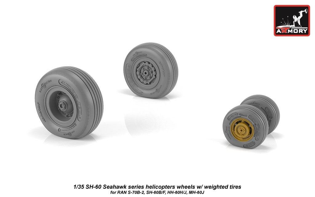 Armory Models AW35302 SH-60 Seahawk wheels w/ weighted tires 1/35 – Bild 3