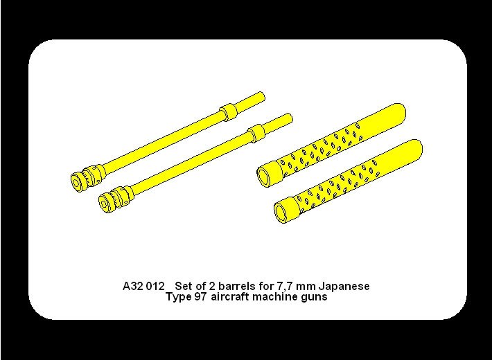 Aber A32012 Set of 2 barrels for Japanese 7,7 mm Type 97 aircraft machine guns 1/32 – immagine 7